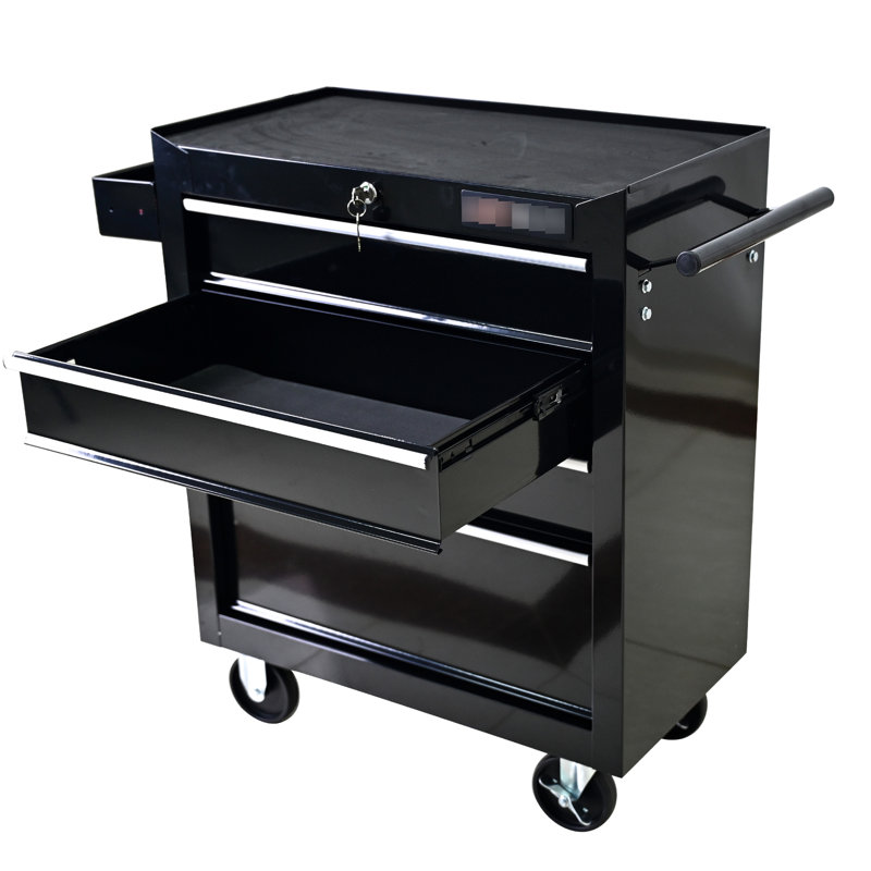 Rangement pour outils roulants avec 4 tiroirs et serrure - Solution de rangement de garage industrielle robuste