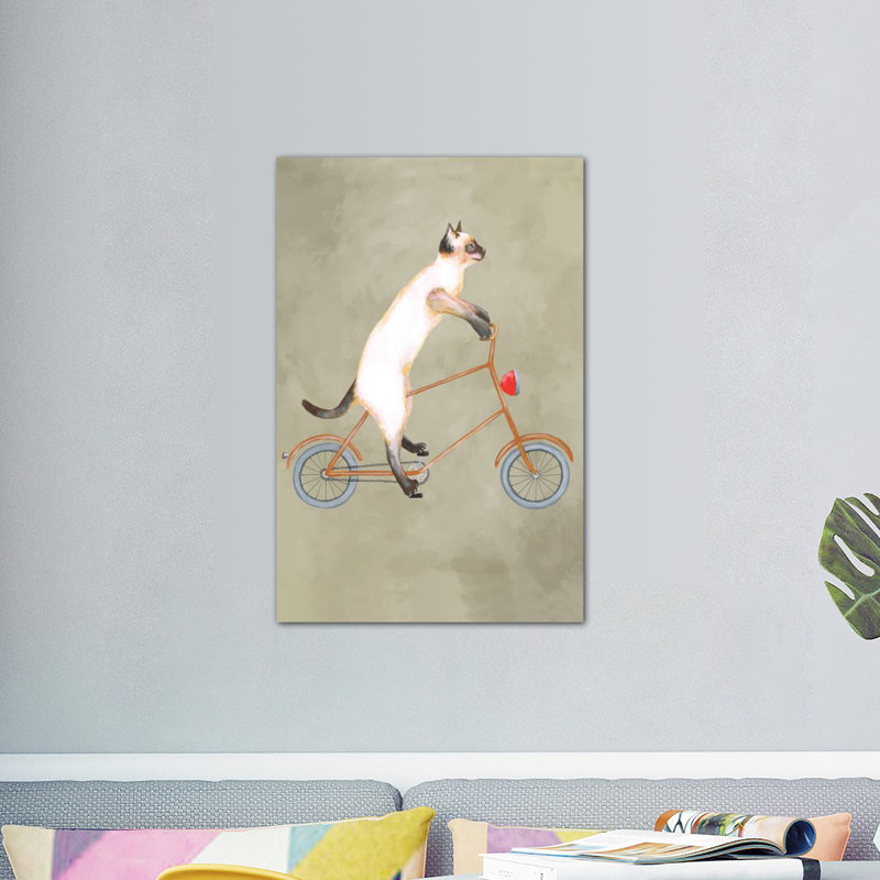 Chat sur vélo par Coco de Paris, reproduction d'art sur toile tendue, H 40 po x l 26 po x P 1,5 po, Toile tendue