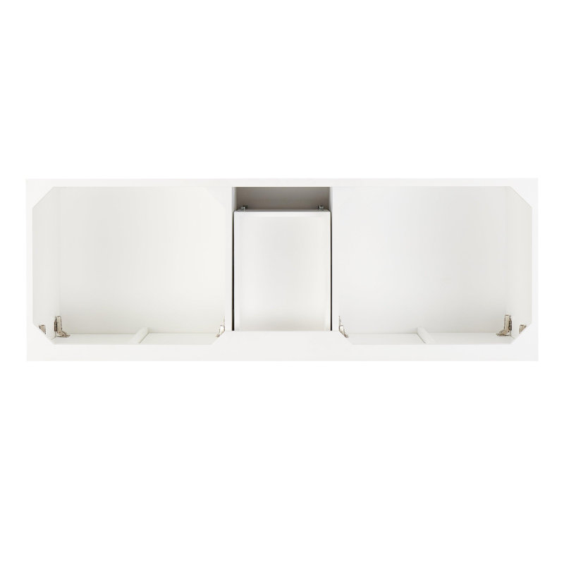 60" Novak Double Bathroom Vanity Set with Rectangular Undermount Sinks, White, 8" Widespread, Arctic White Quartz