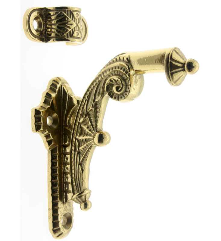 Solid Brass Spider Web Hand Rail Bracket, Polished Brass