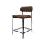 Chaise de bar Iffa, dossier ouvert, fer noir, cognac-102361196-102361198