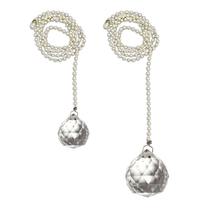 Crystal Ball Faceted Ceiling Fan Pull Chains, Chrome
