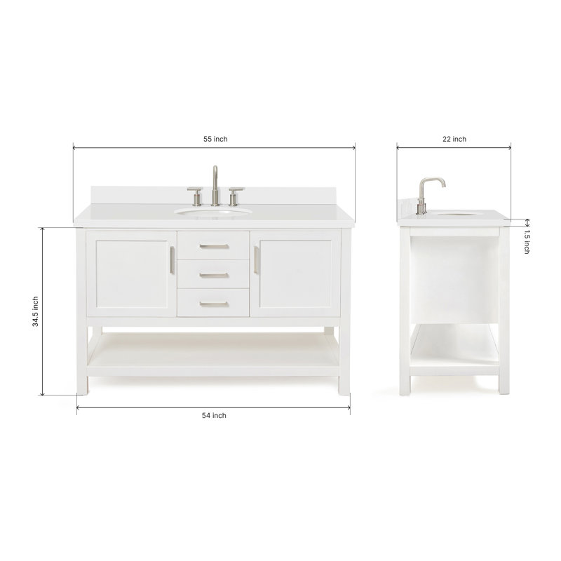 Bayhill 55'' W Single Vanity, White