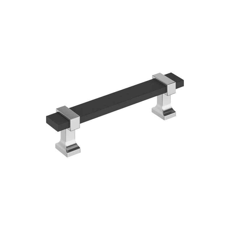 Overton 3 inch (76mm) Centre-to-Centre, Brushed Matte Black/Polished Chrome, 3 3/4"