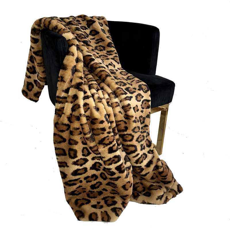 Couverture en fausse fourrure, L 80 po x L 110 po, Brun