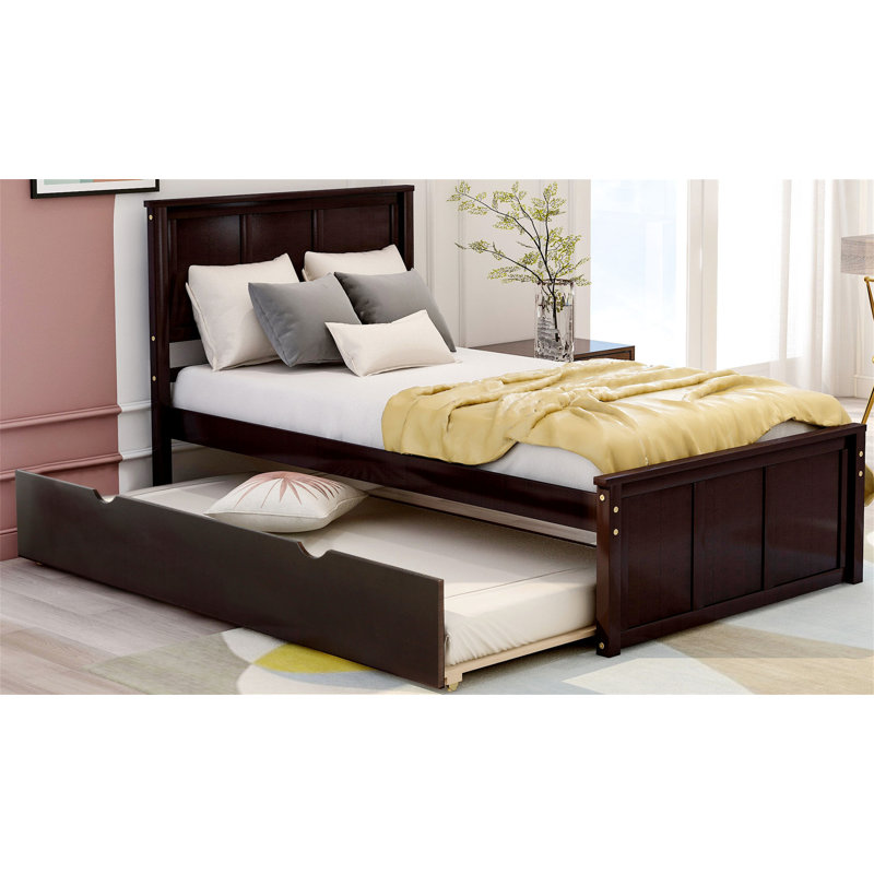 Abrams Twin Solid Wood Platform Bed,bed frame, Espresso
