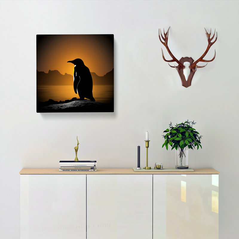 Penguin Silhouette - Wrapped Canvas, 50cm H x 50cm W x 3cm D
