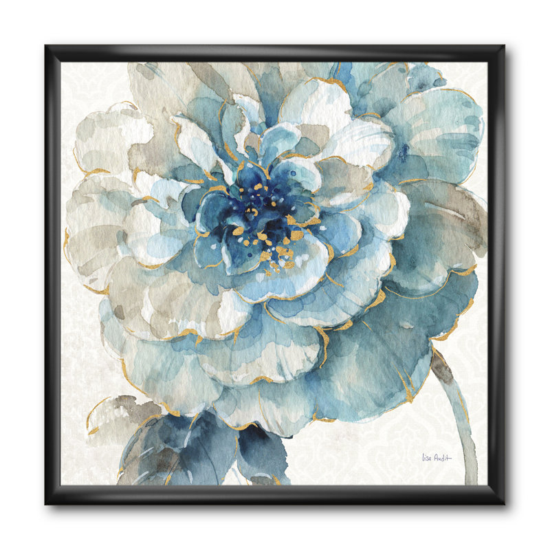 «Indigold Gold Country Flower», reproduction sur toile encadrée, H 16 po x l 16 po x P 1 po, Cadre noir