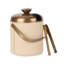 Beige Leather Ice Bucket With Brass