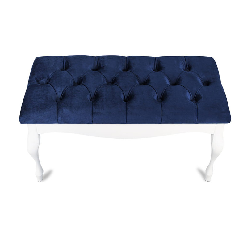 Moorebank 100% Polyester Upholstered Bench, Blue/White, H40 x W120 x D40cm