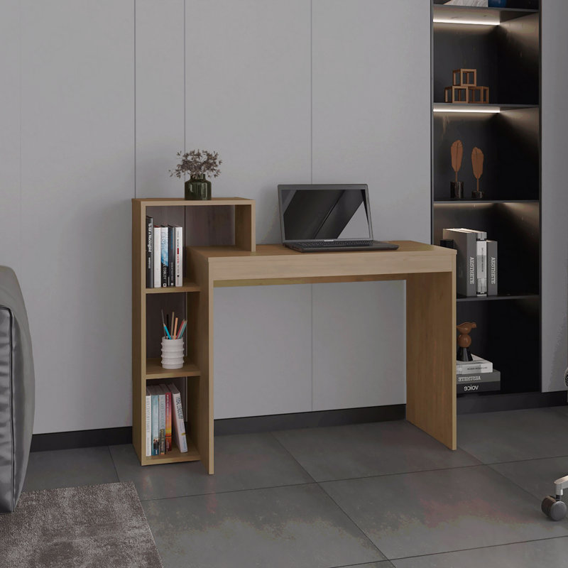 Bureau 43 po, chêne naturel avec quatre tablettes pour bureau à domicile