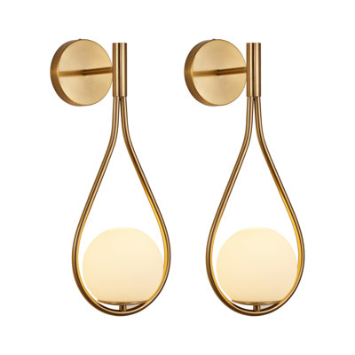 Ensemble de 19 appliques murales dorées modernes 19 "avec globe en verre opale, design Mid-Century, appliques murales de luxe pour chambre à coucher, salon, couloir (sans ampoule)