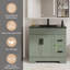 Meuble-lavabo simple 36 po avec lavabo noir, robinet et drain, peint à la main-394708419