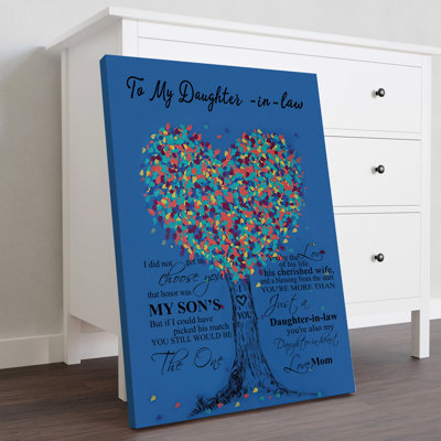 To My Daughter-In-Law Gallery Wrapped Canvas - For Daughter Decor, Red And Blue Home Decor