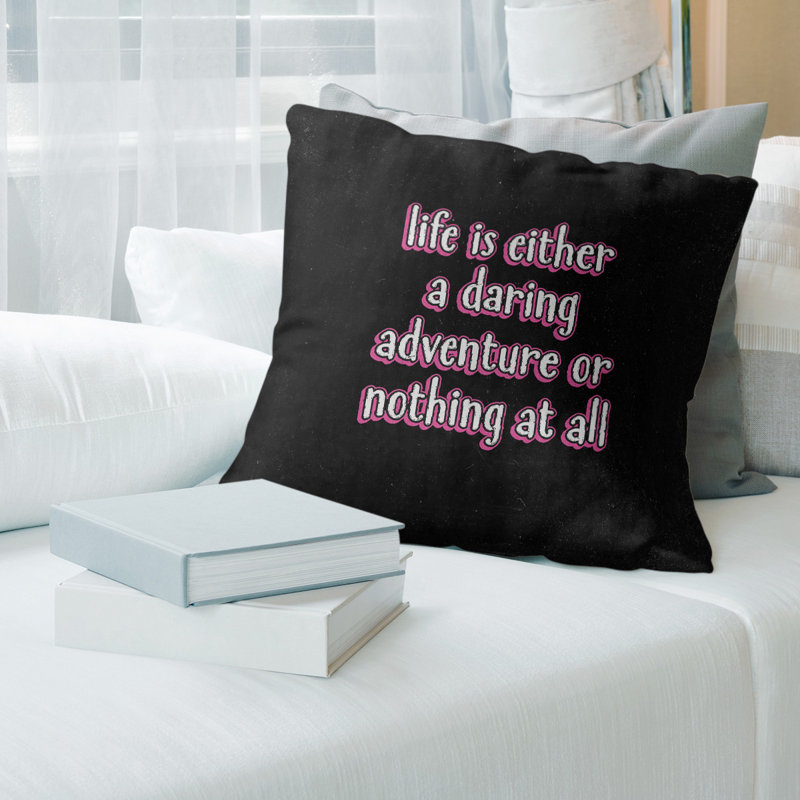 Coussin Life Life, 14 po x 14 po, Rose, Housse de coussin seulement - sans coussin