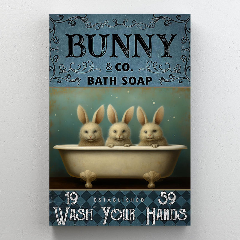 Bunny Bath Soap - 1 pièce, impression sur toile tendue, H 20 po x l 16 po x P 1,25 po