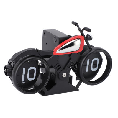 Mechanical Flip Clock Plastic PVC Battery Powered Desktop Motorcycle for Bedroom Living Room Office Silver Yellow