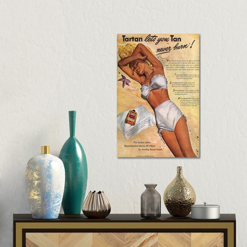 1940s Tartan Sunscreen Magazine Advert by The Advertising Archives - No Frame Gallery-Wrapped Canvas Giclée on Canvas