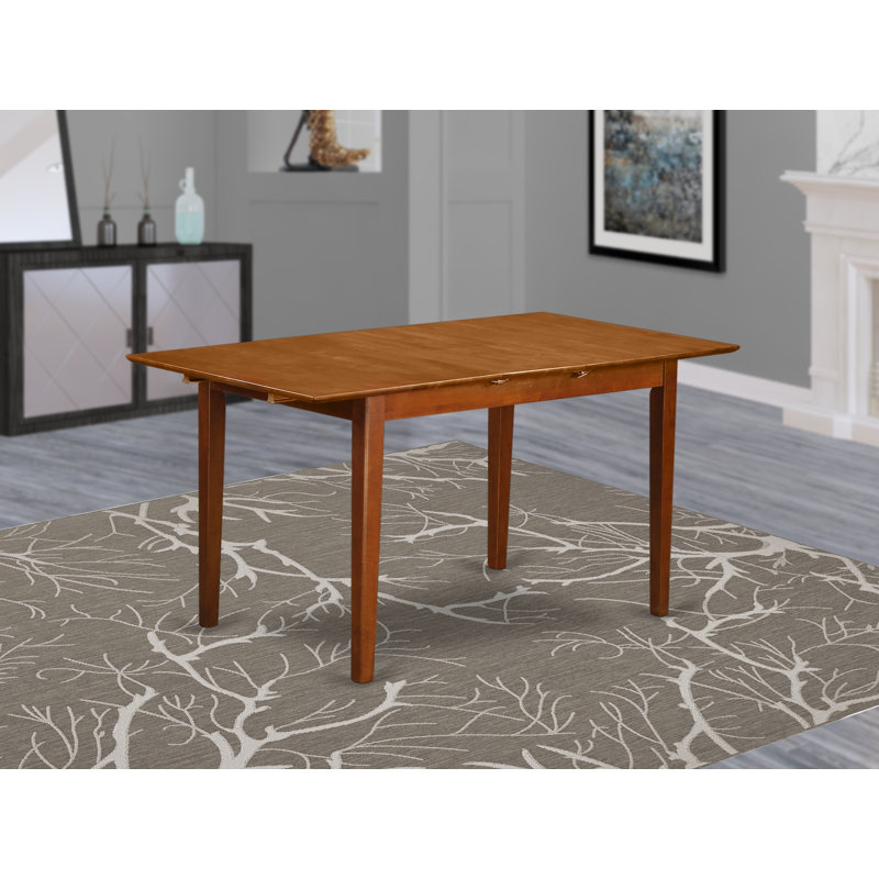 Picasso Dining Table - a Rectangle Wooden Table Top with Butterfly Leaf, Saddle Brown, Saddle Brown, 30" H x 60" W x 32" D