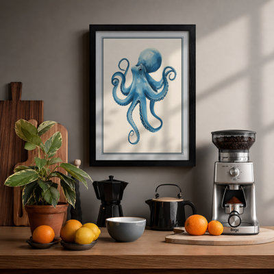 Blue Octopus Modern - Framed Print