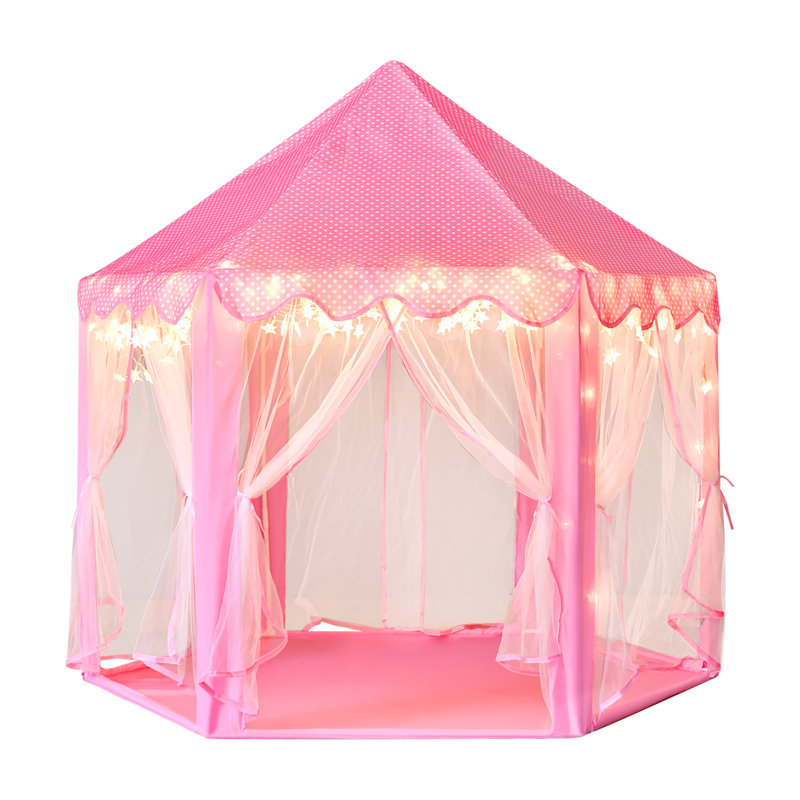 Pink Hexagon Princess Castle Play Tent with Star Lights
