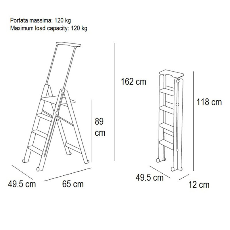 Bella 4 - Step Wood Folding Small Step Ladder