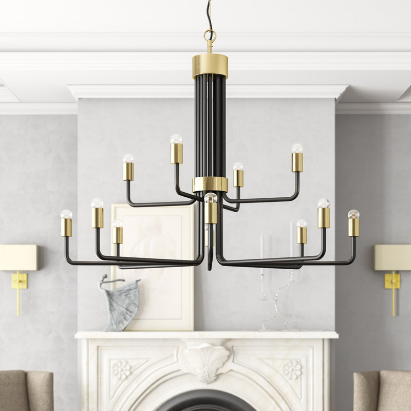 Nellcote 12 - Light Chandelier, Matte Black