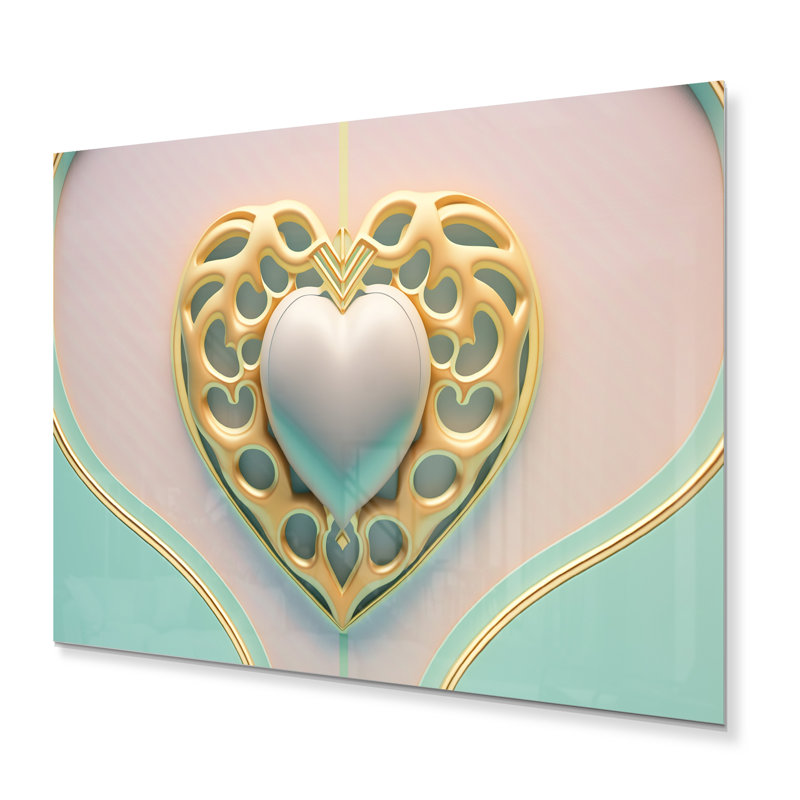 Décoration murale contemporaine en forme de cœur rose pastel rayonnant, H 12 po x l 20 po x P 1 po