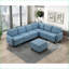 Repose-pieds capitonné moderne bleu royal avec cadre en bois massif pour la chambre du salon | Noir | Bois