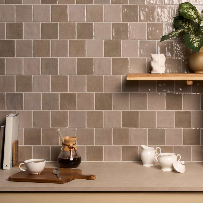 Portmore 4x4 Glazed Ceramic Tile, Taupe