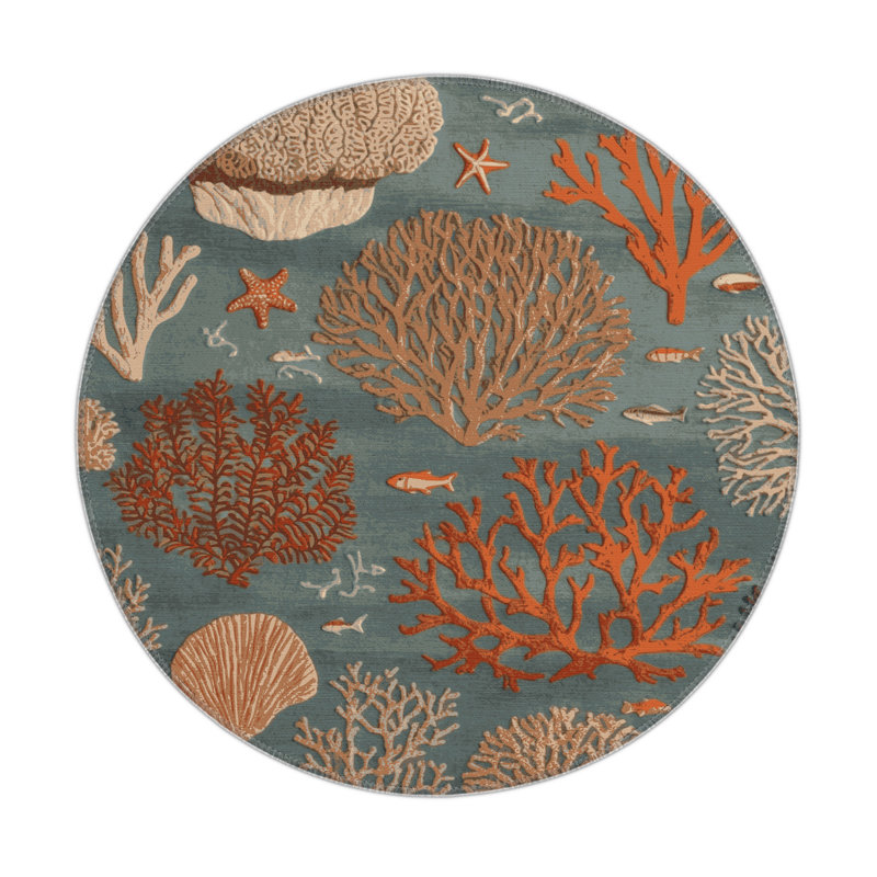 Tapis d'intérieur et d'extérieur brun Nature, Rond 5 pi
