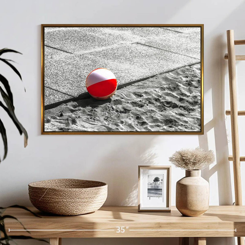 Summer Beach Ball Pop, Cadre flottant doré, 25 po x 17 po