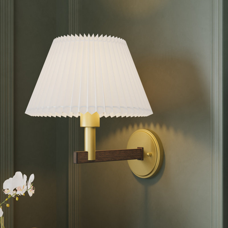 Light Steel & Linen Dimmable Arm Sconce, Cream