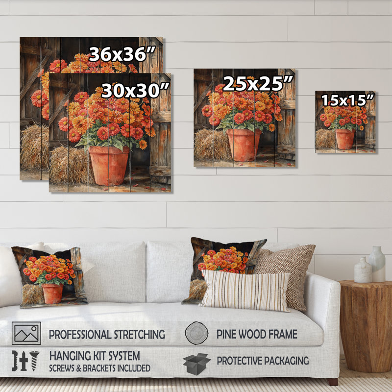 Bouquet de marguerites de grange dans un vase I - décoration murale marguerites en bois - sur bois de pin naturel