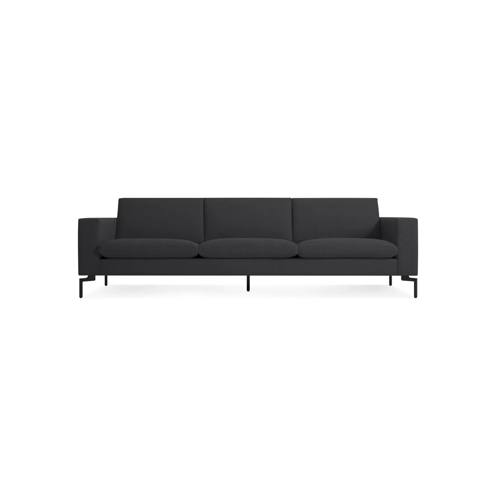 New Standard Upholstered Sofa, Black, 32" H x 104" W x 35" D, Maharam Meld in Panda Polyester Blend