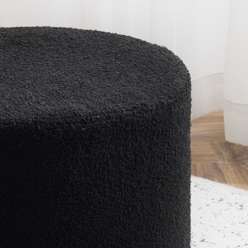 Upholstered Pouf 17.7"x17.7"x13.8", Black Teddy
