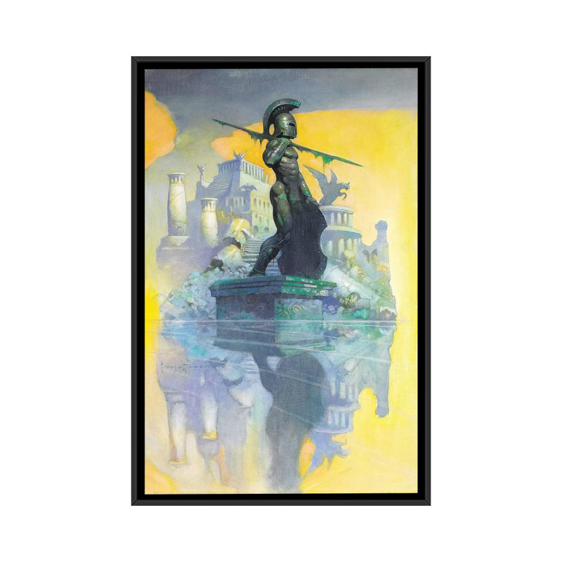 « Atlantis » par Frank Frazer-impression, Pas de tapis, Toile avec cadre noir, H 60 po x l 40po x P 1,5 po