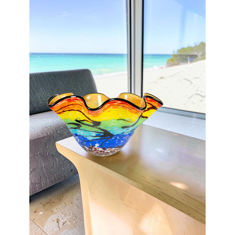 Vase d'art en verre soufflé à la main Rainbow Reef