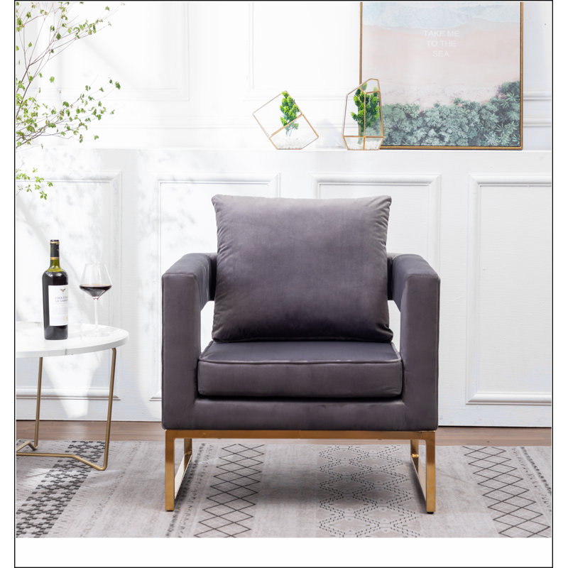 Fauteuil d'appoint rembourré Lenola, gris, Gris