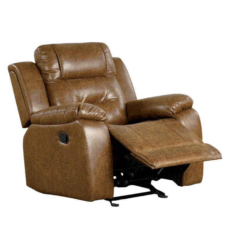 Fauteuil inclinable manuel en mousse à haute densité de style transitionnel avec accoudoirs coussinés au fini brun