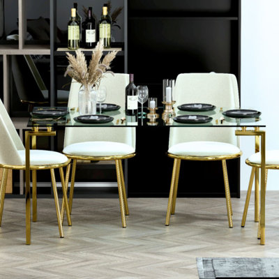 Glass Top Metal Base Dining Table