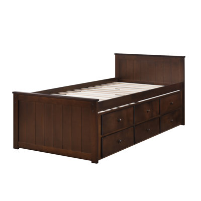 Twin Platform Bed W/ Trundle And Drawers (Fully Slated)