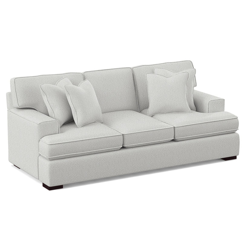 Bridgetown 97'' Recessed Arm Sofa with Reversible Cushions, Java Finish, Green and Blue Stripe; 0252-54