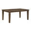 Table de salle à manger rectangulaire brune, 6 couverts, extensible pour la cuisine, finition contemporaine.