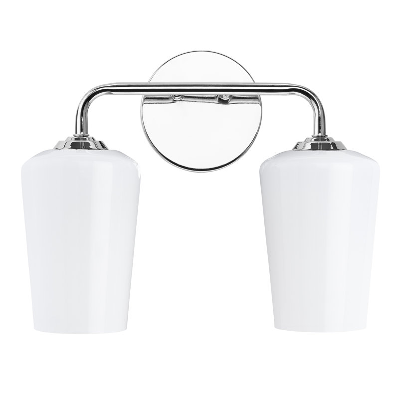 Celino Two-Light Bath & Vanity with Glass, Polished Chrome, White