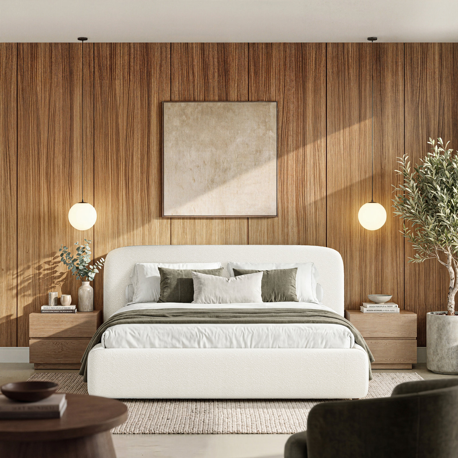 Rainey Upholstered Bed, King, Cream