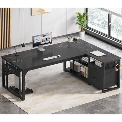 L-Shaped Steel Executive Desk