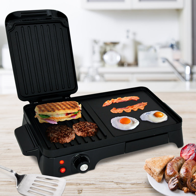 Plaque chauffante électrique - plaque de cuisson à crêpière avec grille de cuisson pour paninis