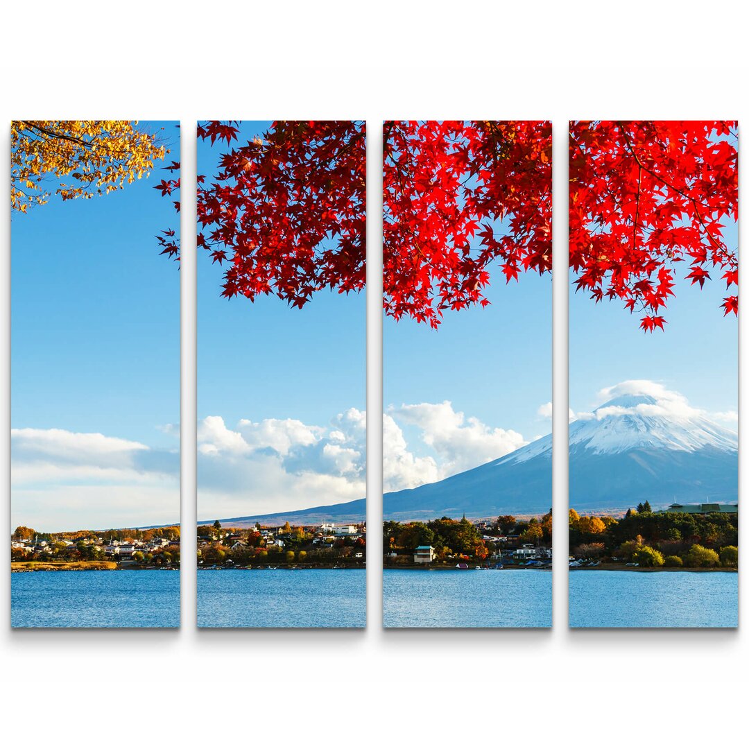 4-tlg. Leinwandbilder-Set Mount Fuji im Herbst