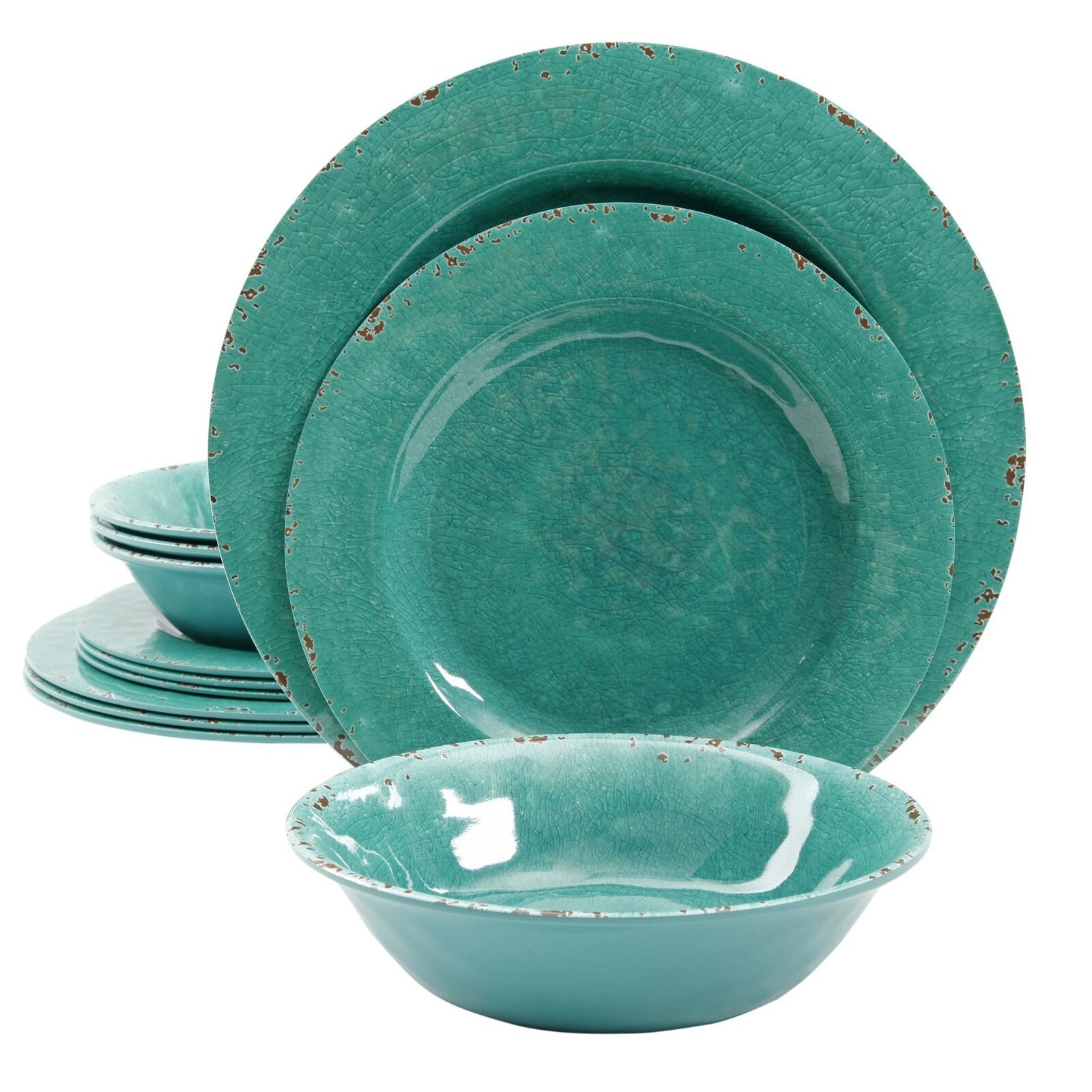 Turquoise Cook and Serve Melamine Utensils, 12-Pcs Set